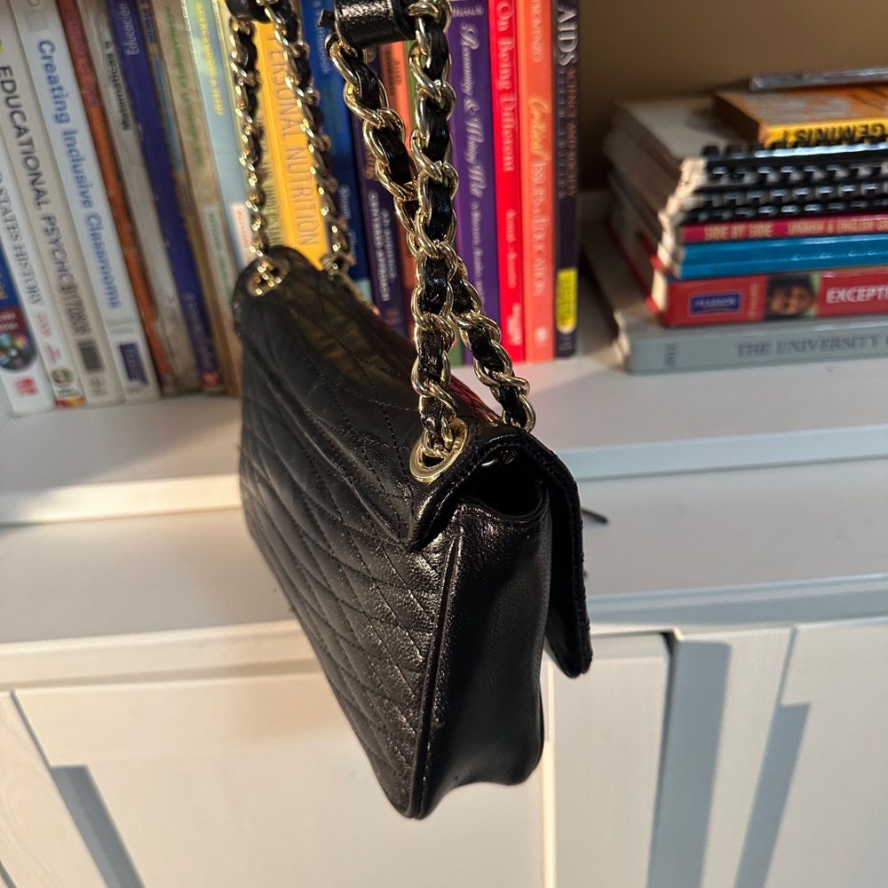 BCBG MAZARIA Classic Black Quilted Chain-Strap Shoulder Bag - Picture 3 of 8